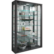 VCM Hanging Glass Display Cabinet with Tempered Safety Glass Dimensions Approx. H 91 x W 59 x D 18 cm Modern and Space-Saving Glass Display Cabinet Vitrosa Mini Mirror Black