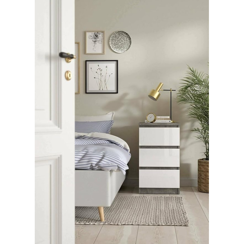 Dmora - Ameline Chest of Drawers, Multi-Purpose Chest of Drawers, Bedroom Chest of Drawers, 50 x 40 x 70 cm, Cement and White