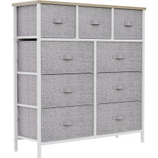 YITAHOME Chest of Drawers with 9 Drawers, Cupboard, Fabric Drawers with Handles, Chest of Drawers with Sturdy Steel Frame, Durable, Light Grey