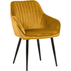 Invicta INTERIOR riess-Ambiente.de Elegant Design Turin Velvet Mustard Yellow Dining Room Chair Conference Chair with Armrests