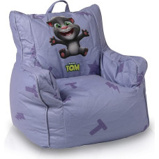 Ecopuf Talking Tom Children's Padded Bean Bag with Polystyrene Beads, Comfortable Carry Handle, 53 x 70 cm