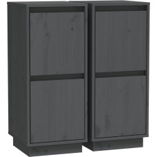 vidaXL 2 x Sideboard with 2 Doors Chest of Drawers Sideboard Side Cabinet Multi-Purpose Cabinet Standing Cabinet Wooden Cabinet Grey 31.5 x 34 x 75 cm Solid Pine Wood