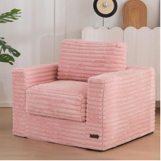 MAXYOYO Giant Bean Bag Chair for Adults, Padded Floor Sofa with Cushion and Armrests, Large Bean Bag Sofa Plush Chair Bean Bag Couch for Bedroom Living Room, Pink