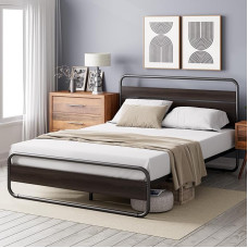 Zinus Soren 31cm Metal Platform Bed Headboard and Footboard Steel Slat Holder Easy Assembly 135 x 190cm Black