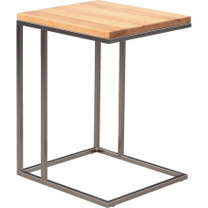 Home4You Side Table Living Room Table Coffee Table Metal Solid Oiled Heartwood Beech Brown Stainless Steel 38 cm x 43 cm
