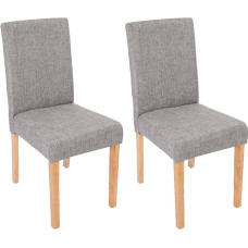 Mendler Littau Set of 2 Dining Chairs / Kitchen Chairs / Textile / Grey / Light Legs