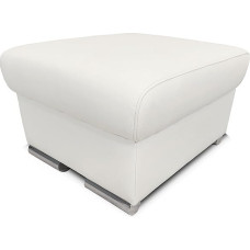 Quattro Meble White Real Leather Stool with Storage Space with Chrome Feet Cowhide Seat Cube 60 x 55 cm Pure White Real Leather Puff