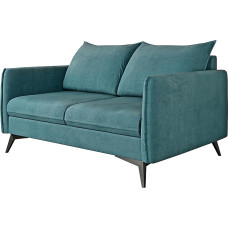 S-Style Möbel Nina Sofa 2-Seater Sofa for Living Room Couch Freestanding Upholstery Sofas & Couches Couch Set with Black Metal Feet Turquoise 138 x 91 x 86 cm
