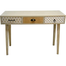 DRW Entrance Table with 3 Drawers, Natural Wood, 110 x 35 x 79 cm, Colourful, Standard