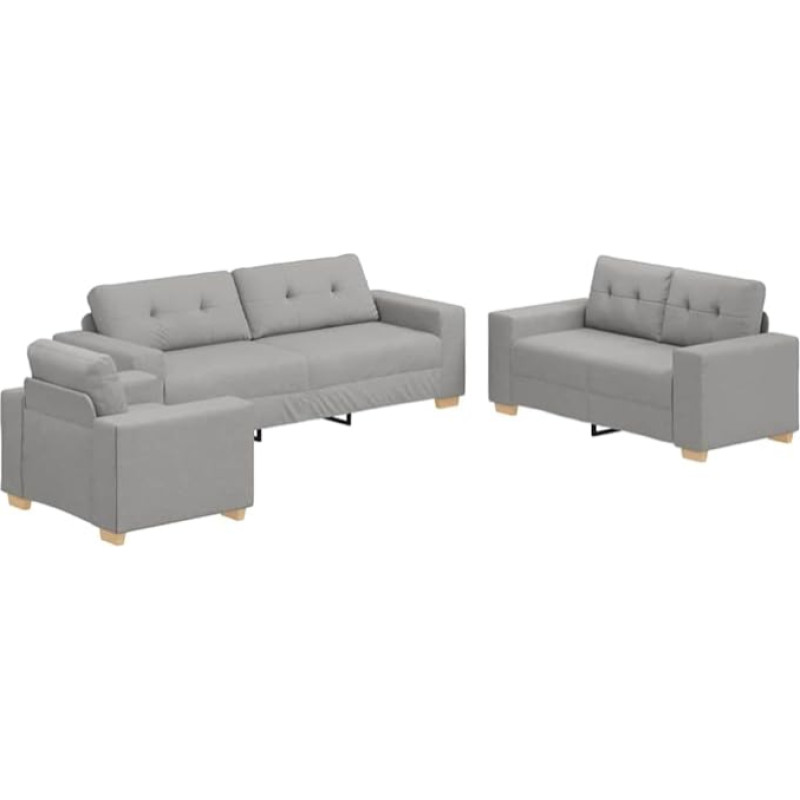 vidaXL Modern Cloud Grey 3 Seater Sofa Made of Polyester Fabric & Sturdy Wooden Feet - Stylish Seating for Living Room, Office, Couch, Room, Furniture Arrangement, Contemporary and Comfortable