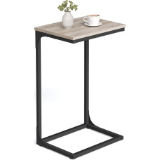 VASAGLE C-Shaped Side Table Bedside Table Sofa Side Table Metal Frame Industrial Living Room Bedroom Heather Greige and Black LET353B02