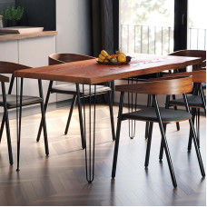 LAMO Manufaktur LUB-01-A-004-9005Cr Dining Table, Kitchen Table, Desk, Coffee Table Made of Solid Wood, with Wane Edge, 100 x 80 x 76 cm (AxWxH), Creative, Dark / Black