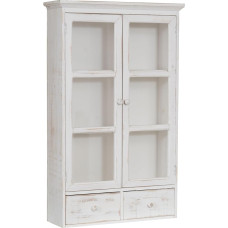 Biscottini Wooden Display Cabinet 42 x 19 x 76 cm - Small Display Cabinet with Antique White Finish - Glass Display Case in Shabby Chic Style