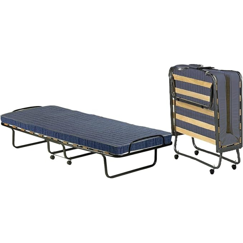 Dmora Folding Bed with Slatted Frame and Mattress, Dimensions 190 x 80 x 30 cm