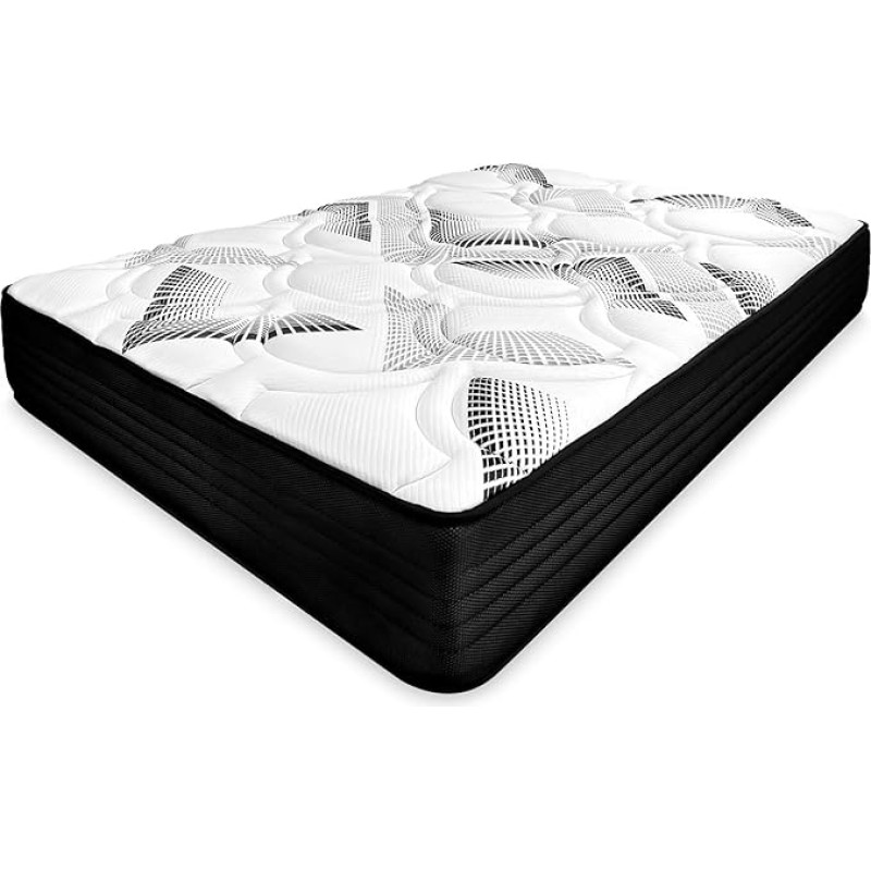 amuéblate online Memory Foam Hybrid Mattress Visco Box with Pocket Spring, Optimal Comfort, Medium Strength, Mite-Resistant, Antibacterial and Hypoallergenic, 135 x 190 cm