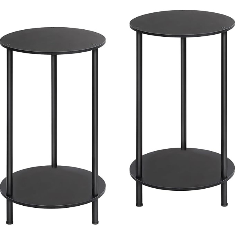 MOOACE Side Tables Living Room Set of 2, Small Round Side Table with Storage Shelves, 2-Tier Bedside Table, Sofa Table, Coffee Table for Living Room, Bedroom, Bathroom, Office
