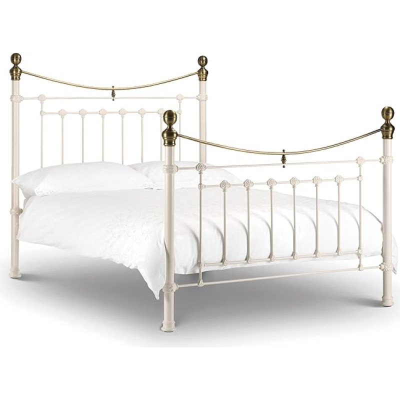 Julian Bowen Metal Bed Stone White King
