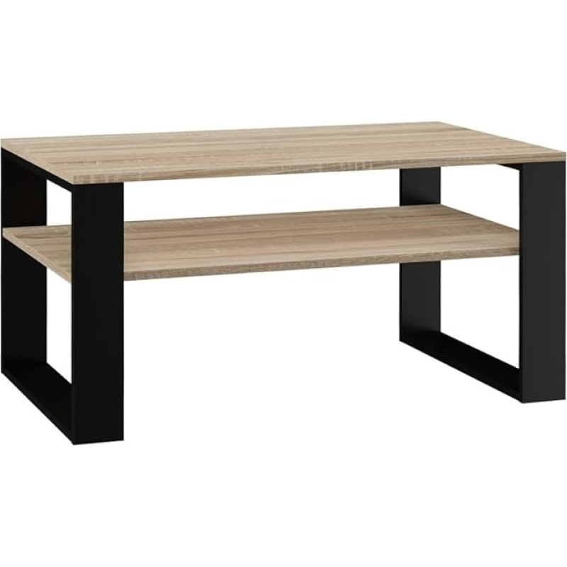 VBChome Sonoma Oak Coffee Table, 90 x 58 x 50 cm, Black Coffee Table, Living Room Table, Tea Table, Side Table, Sofa Table, Modern Living Room, Office, Sonoma Oak - Black