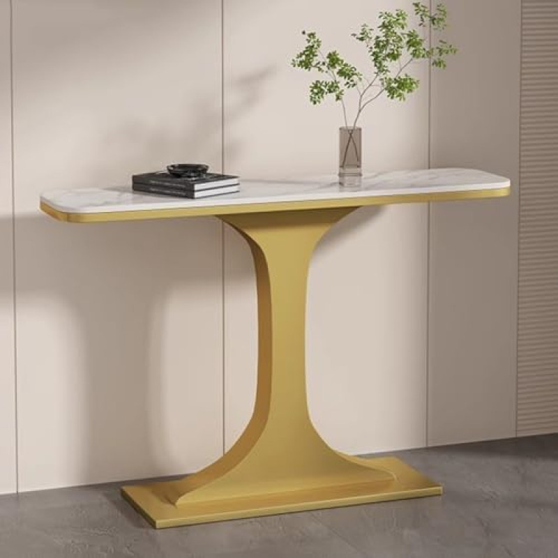 Console Tables Hallway Narrow Behind Sofa Table Console Table Black Gold Entrance Table Modern Console Accent Table Iron with Geometric Metal Legs Narrow Ho