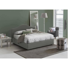 Talamo Italia - Annunziata double bed, fabric covered container, 100% made in Italy, front opening, includes mattress 160 x 190 cm, grey