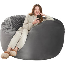 HABUTWAY 5ft Giant Memory Foam Bean Bag with Microfibre Cover - Silver Grey