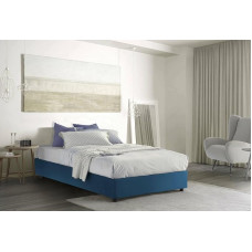 Talamo Italia - Chiara Square and Half Bed with Fabric Covering, 100% Made in Italy, Front Opening, Includes Mattress Cm 120x190, Blue