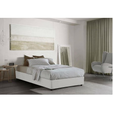 Talamo Italia - Camilla Double Bed with Fabric Cover, 100% Made in Italy, Side Opening, Suitable for 120 x 190 cm Mattress, White