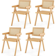 HOMASIS Set of 4/2 Dining Room Chairs, Kitchen Chairs with Armrests and Backrest, Accent Chairs Made of Bamboo in Rattan, Maximum Load 150 kg, Rattan Chair for Dining Room, Kitchen, Living Room,