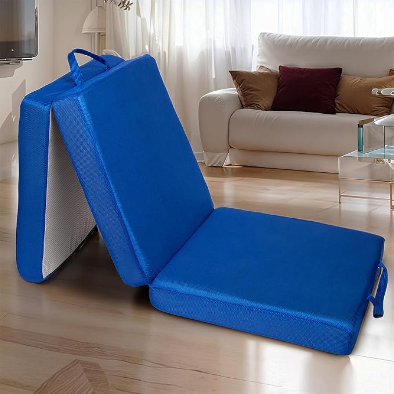 EVVEMU Dreifach faltbare Memoryschaum-Matratze, 10cm Memory Foam Faltbare Gäste-, Camping-, Reise-, Auto- und Wohnwagen-Betten für Erwachsene & Kinder, Druckentlastung Tri-Fold Bett mit waschbarem