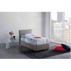 Talamo Italia - Bruna Single Bed, Container Bed with Fabric Cover, 100% Made in Italy, Front Opening, Suitable for Mattress Cm 80 x 190 cm, Turtledove