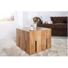 Licht-Erlebnisse Side Table Square Solid Oak 30 x 45 x 30 cm Unique Wooden Block Coffee Table Stool Shelf for Living Room Office Bedroom