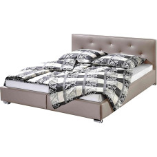 Maintal Crystal Upholstered Bed, 160 x 200 cm, Faux Leather, Bonell Spring Mattress, H2, Taupe