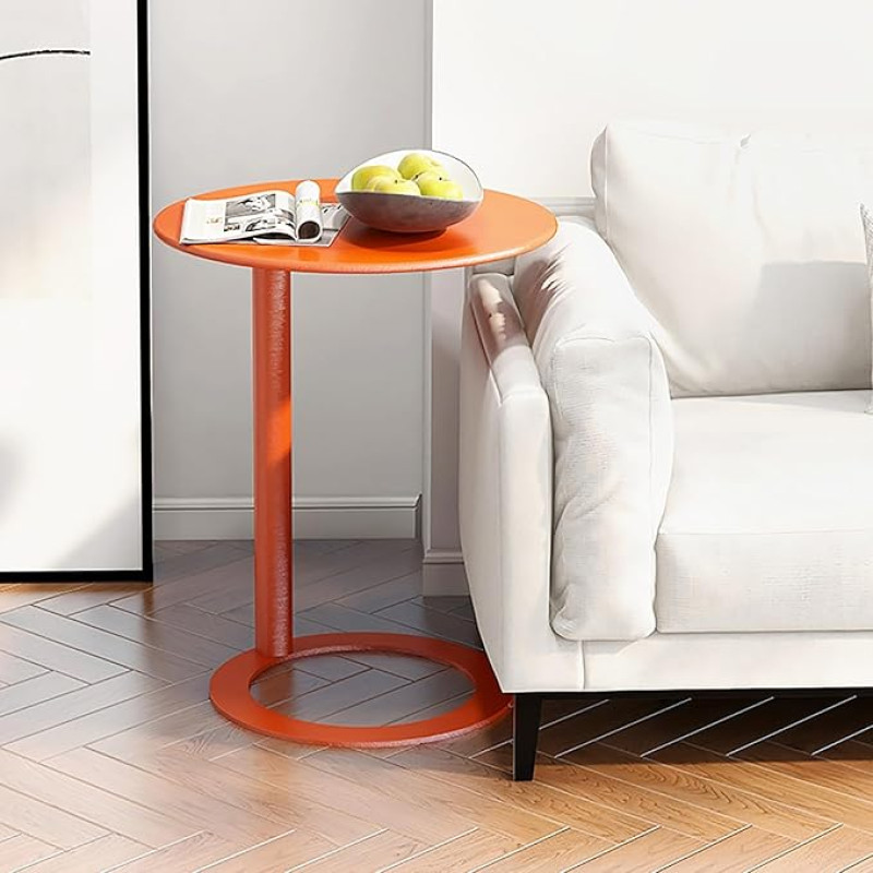 Couch Side Table Made of Metal, Modern Side Tables for Small Spaces, Tables with Round Table Top and Sturdy Metal Base (Colour: F, Size: 48x56 cm (18.9x22in))