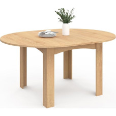 IDMarket - Dona Round Extendable Dining Table for 4-8 Seater Beech Effect 110-150 cm