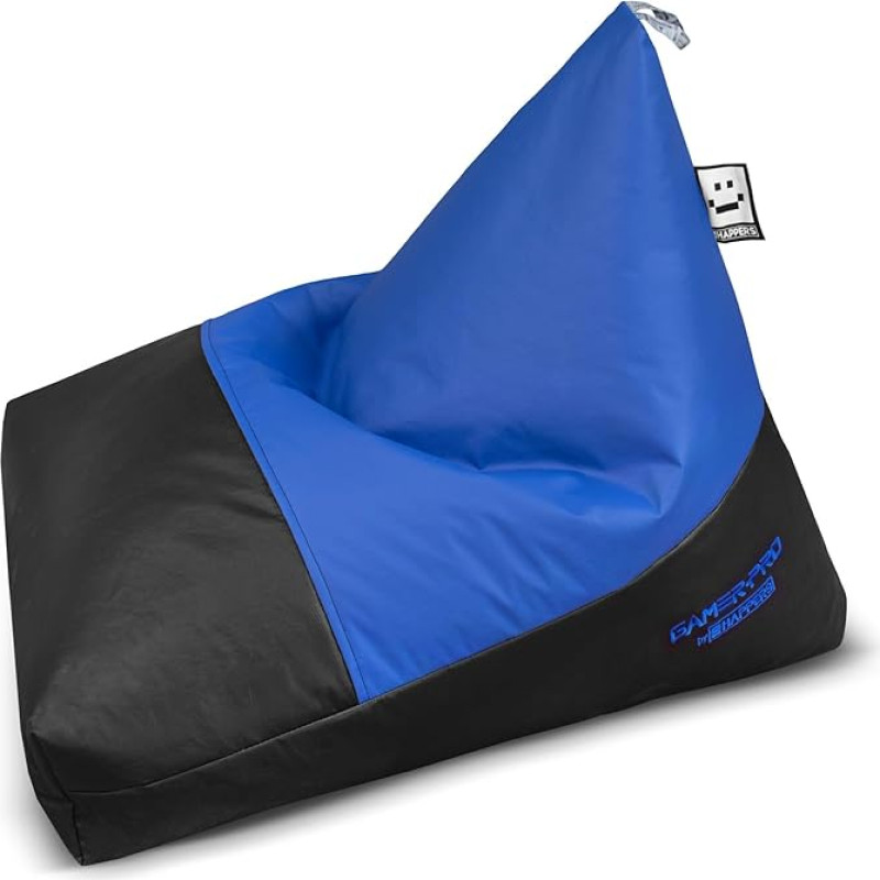 HAPPERS Gamer Pyramid Beanbag Faux Leather Indoor Blue