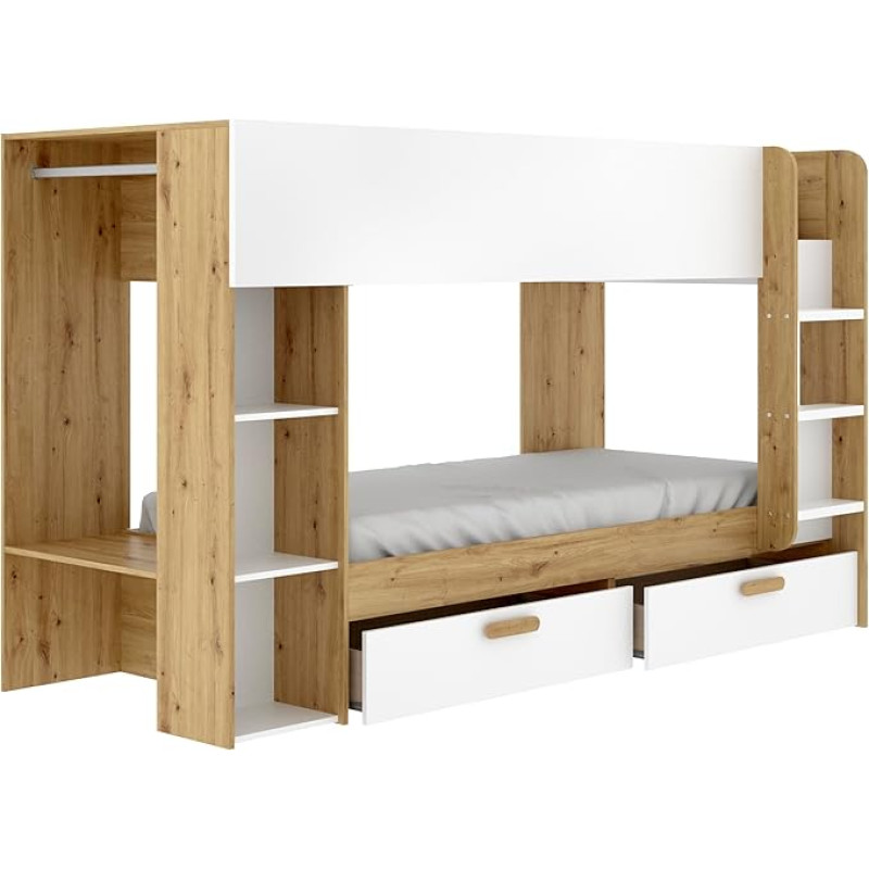DEKIT GRUPO RIMOBEL Nido Nordic Melamine Bed, White, 150 x 245.4 x 109.8 cm