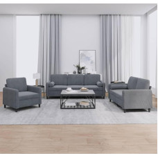 qohoio 3-TLG. Sofagarnitur mit Kissen Sofa Wohnzimmer Sitzgruppe Wohnzimmer Sofa Set Sofas FüR Wohnzimmer Dunkelgrau Samt - 3201955