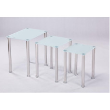 Euro Tische Set of 3 Glass Coffee Tables with Safety Glass - Glass Table Perfect as Side Table / Living Room Table in 3 (White)