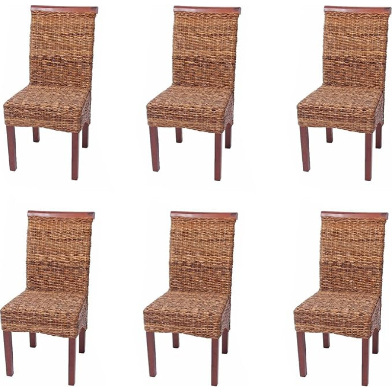 Mendler 6x Dining Chairs, Wicker Chair, Chair M45, Banana braid, bright without cushion