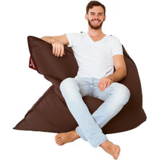 QSack Cult Bag with Toxproof Micro Beads Bean Bag Filling Tested for Harmful Substances, Faux Leather Bean Bag with Inner Cover (Dark Brown)