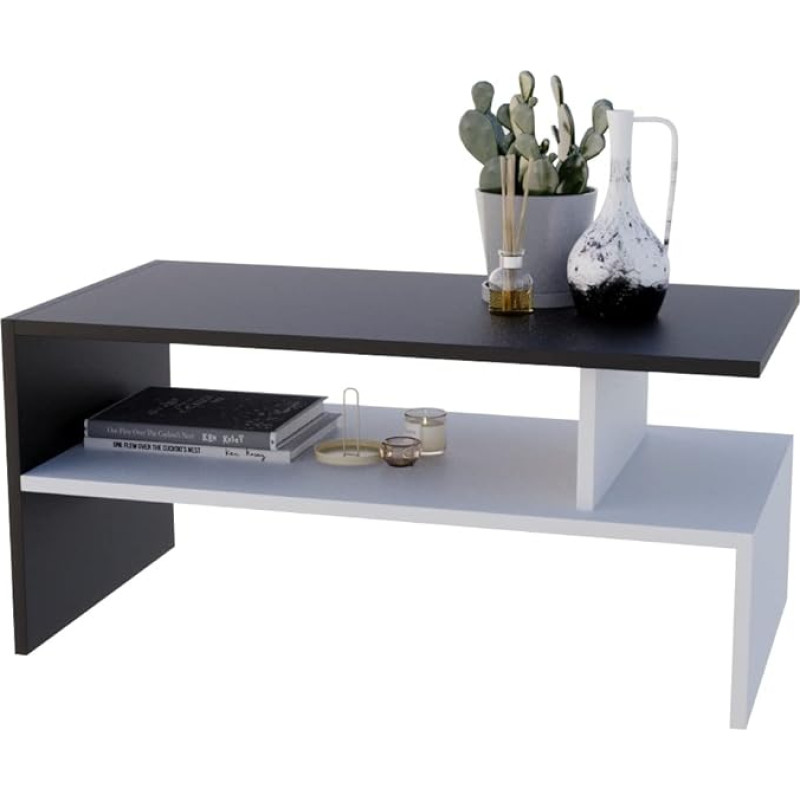 AKKE Jula Coffee Table for Living Room Side Table Living Room Table Modern Sofa Table Coffee Table Decorative Furniture for Living Room Living Room Tables Coffee Tables Black White Legs 93 x 45 x 50