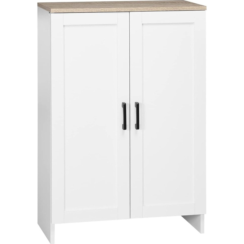 HOMCOM Sideboard Kitchen Storage Cabinet with Double Door and Adjustable Shelves, Sideboard for Dining Room and Living Room, 60 x 30 x 90 cm, White