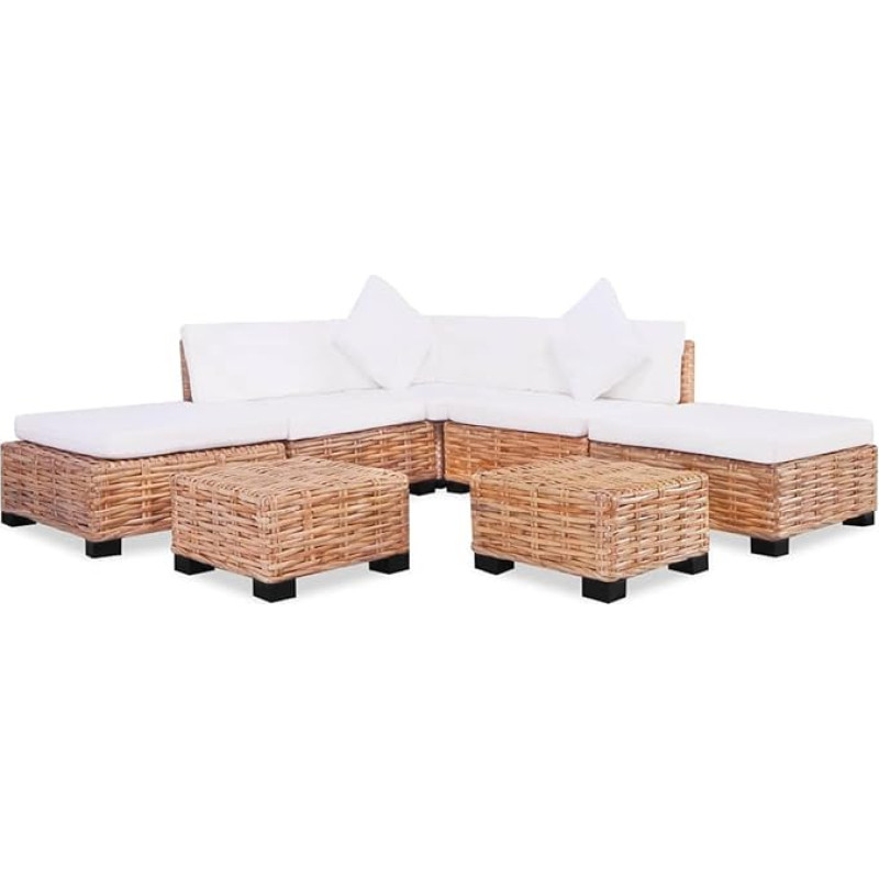 SECOLI Rattan Lounge Seating Set, 18-Piece Polyrattan Garden Furniture Set, Natural Rattan Sofa Set, Dining Set, Sofa Set with Cushions