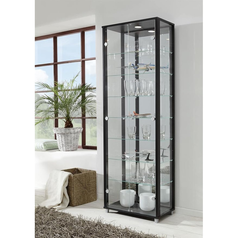 möbelando Berlin VI Glass Display Cabinet Standing Display Cabinet Black