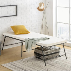 Zinus Folding Bed 80 x 190 cm - Height 50 cm with Storage Space Under Bed - Folding Metal Guest Bed Frame with Comfort Foam Mattress - Height 5 cm - Black