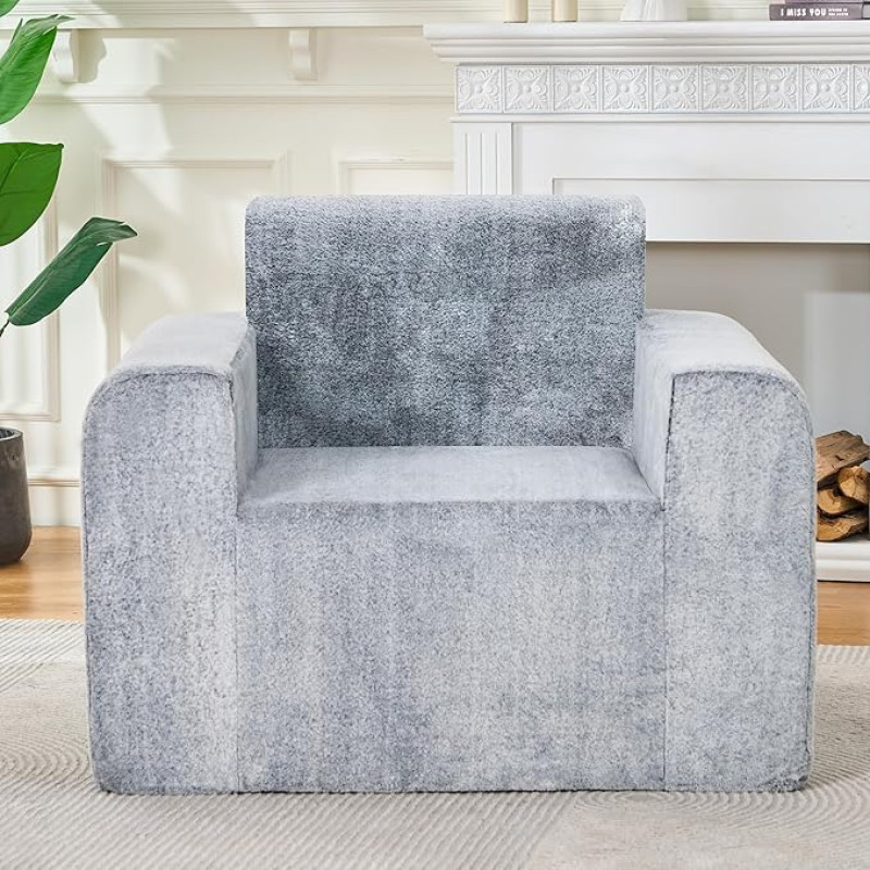 lilanoon Riesiger Sitzsack-Stuhl für Erwachsene, rutschfestes Bodensofa mit hoher Rückenlehne und breiterer Armlehne, Schaumstoff-Sitzsack, Sofa, Couch für Schlafzimmer, Wohnzimmer (groß, Dunkelgrau