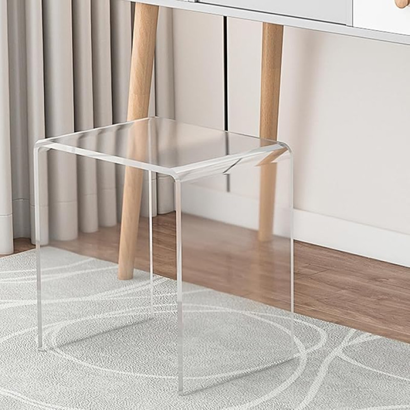 TWSOUL Clear Acrylic End Table, U-Shaped Side Table with Rounded Edges, Stylish Modern Coffee Table, Small, Shower Benches, Acrylic Step Stool, Thickened Clear Footstool Bathroom (40 x 29 x 42 cm)