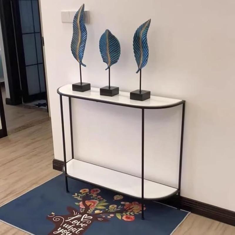 Console Sofa Table, Living Room Tables, Sofa Tables, Narrow Entrance Table with 2-Layer Shelf and Metal Frame, Behind Coffee Table, Modern Hallway Table, Table for Living Room