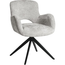 HowHomely Light Grey Dining Room Chair, Swivel Upholstered Chair, Dining Room, 84 x 62 x 64 cm, Velvet Chair with Armrest, Dining Room, Soft and Ergonomically Shaped Kitchen Chairs for Living Room,
