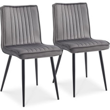 TUKAILAI Dining Room Chairs Set of 2 with Velvet, Kitchen Chairs, Upholstered Chairs with Backrest, Modern Living Room Chair, Armchair with Metal Legs, for Living Room, Bedroom, Dining Room, Grey
